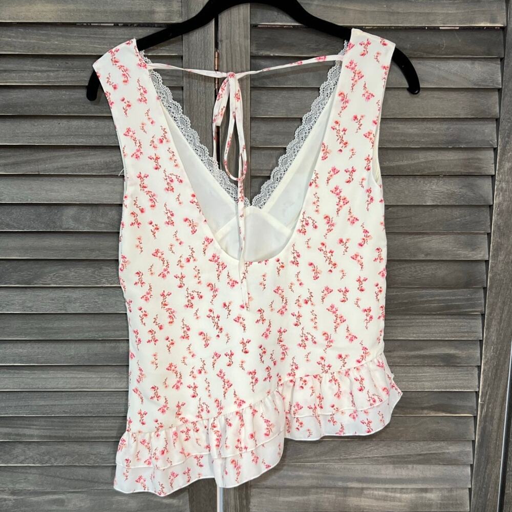 Wild Fable Floral Tie Back Tank Top XS NWT Peplum Flowy Romantic Cottagecore - Picture 3 of 8